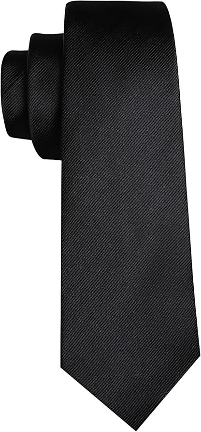 Barry.Wang Tie Sets for Men Silk Solid Necktie Stain Ties Handkerchief Pocket Square Cufflinks Wedding Business Dyed
