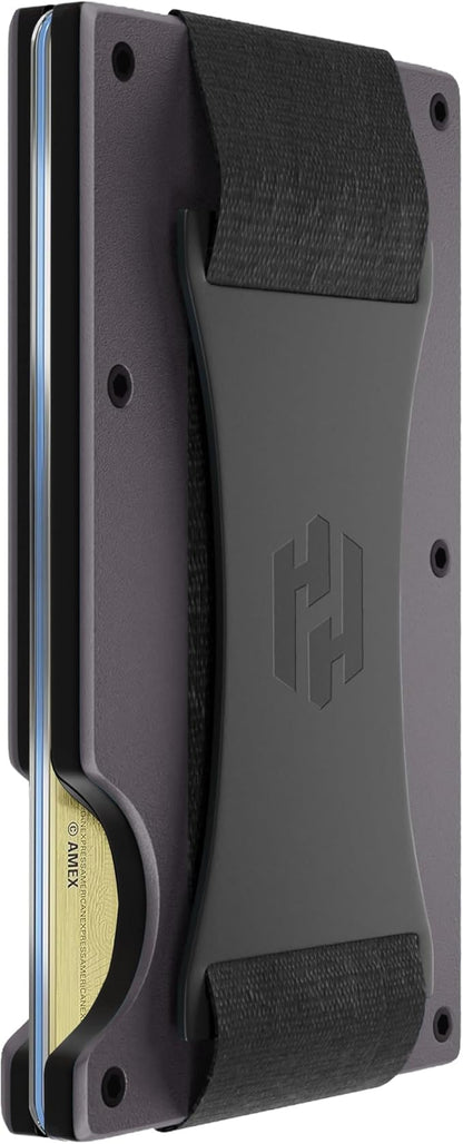 Hayvenhurst Wallet For Men - Reinvented Design Men's Wallet - Slim, Minimalistic & Seamless, Blocks RFID Scanners with a Cash Strap (Gunmetal)