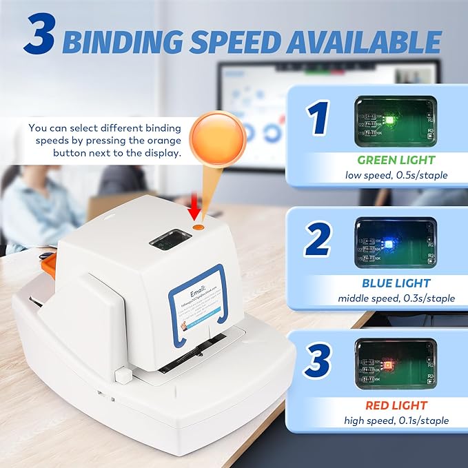 Electric Stapler Heavy Duty, 70 Sheets Automatic Desktop Stapler, Automatic Flat-Clinch Staplers with 5500 Staples, Binding Speed & Margin Adjustable Design,Jam-Free for Office/School