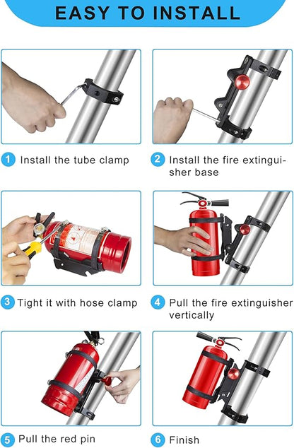 Fire Extinguisher Mount Bracket, Aluminum UTV Quick Release Fire Extinguisher Mount for 1.75''-2'' Roll Bar, Universal for UTV RZR Polaris Ranger Jeep Wrangler, with 4 Clamps