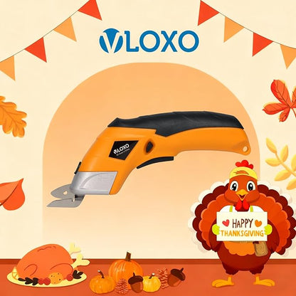VLOXO Electric Scissors, Cordless Cardboard Cutter Power Fabric Scissors Mini Box Cutter with Blades Rechargeable Multi-Tool for Crafts Leather Cardboard Carpet Plastic Include Case Yellow