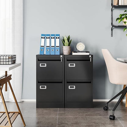 MIIIKO2 Drawer File Cabinet, Metal Vertical Filing Cabinets with Lock, Office File Folders Storage Cabinet for Letter Legal A4 Size