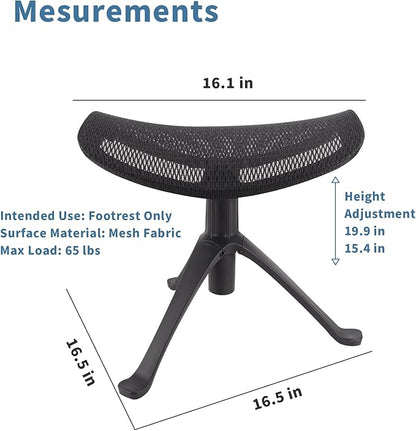 Under Desk Footrest, 2-in-1 Height Adjustable Rotatable Ergonomic Under Desk Foot Rest Ottoman, Rolling Leg Rest Stool with Breathable Mesh and Nylon Frame for Home Office