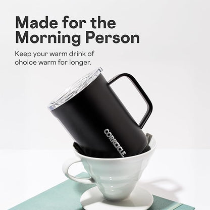Corkcicle Classic Coffee Mug - Triple Insulated Stainless Steel for Travel - Shatter-Proof Lid - Keeps Drink Hot Over 3 Hours - Holiday Mug Gift - Great for Gifting Warmth - 16 oz - Steel Shadow