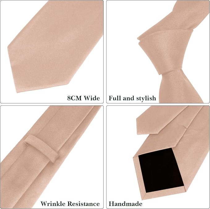 Men's Ties Solid Pure Color 3.15" (8CM) Necktie Plain Formal Business Wedding Black Ties For Men