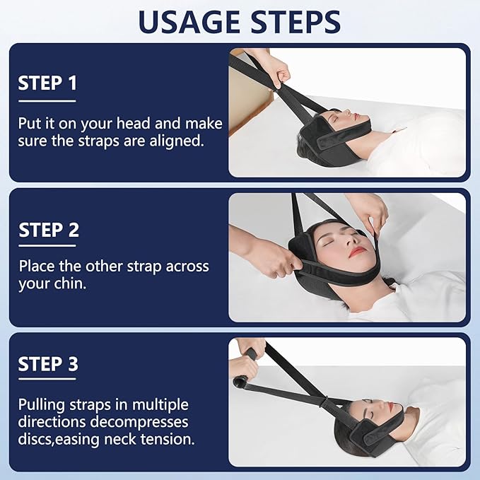 Adjustable Neck Stretcher & Portable Cervical Traction Device for Home，Relieve Neck Pain, Spinal Decompression and Posture Correction