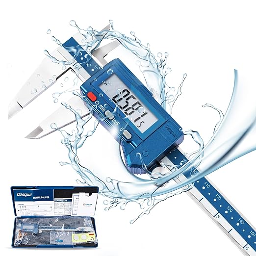 Dasqua Digital Caliper 8", IP54 Stainless Steel Water Resistant Caliper with Large LCD Display and Storage Case, Easy Switch Between Inch/Metric/Fraction, Accuracy 0.001'', Precision Measuring Tool