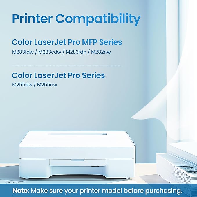 206A 206X Toner Cartridges Replacement for HP 206A 206X for Color Laserjet Pro MFP M283fdw M283cdw M283fdn M282mw Pro M255dw M255nw M283 M255 Printer | W2110A W2110X High Yield (BCMY)