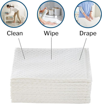 McKesson Disposable Towels [Pack of 500] for Dental Bibs, Nails, Tattoo, Dentist, Medical - 13 x 18 in, 2-Ply Tissue with Poly Back, Diamond Embossed, White