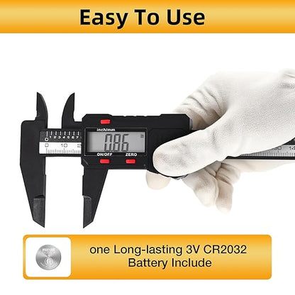 6 inch Digital Caliper Micrometer,ABS Body for Accurate Measurements with LCD Screen, Auto-Off Feature, Inch and Millimeter Conversion