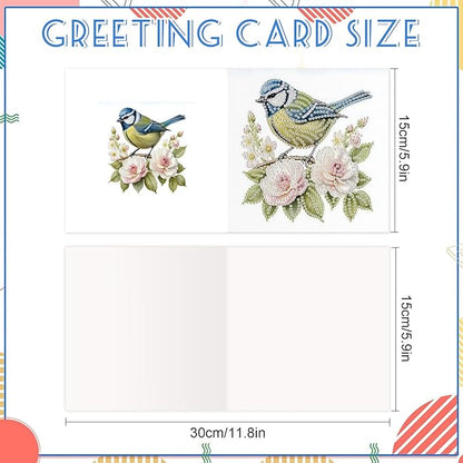 jinglinhh 12pcs Diamond Art Painting Bluebird Flower and Bird Nest Greeting Cards with Envelopes, DIY Card Making Kits for Adults, Diamond Art Postcards Christmas Cards Craft Gifts
