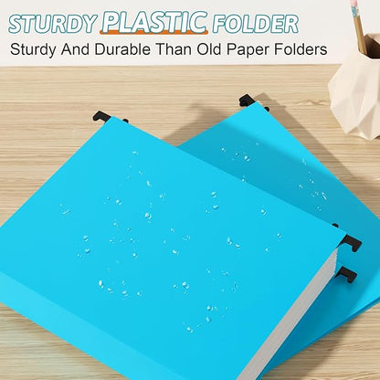 Extra Capacity Plastic Hanging File Folder Letter Size,12 Pack Reinforced Hang Folders with Heavy Duty 2 Inch Expansion, Durable Hanging Organizer Designed for Bulky Files, Assorted Colors