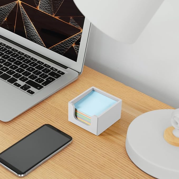 Sticky Note Holder, Post It Note Dispenser for Office Desk Accessories, Self Stick Note Pad Holder, Memo Pad Holder Dispenser Organizer for School Office Desk Supplies, White