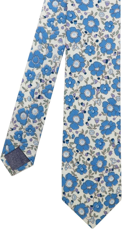 Cotton Floral Ties for Men 2.76" Men's Skinny Tie Linen Flower Printed Neck Tie for Wedding Dating Party