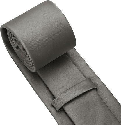 PenSee Men's Tie Set Solid Pure Color 3.15" (8CM) Classic Formal Plain Necktie and Pocket Square Set For Men