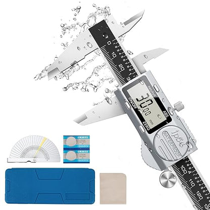Housolution Digital Caliper 6 Inch, (ABS) Absolute Scale Caliper, IP54 Caliper Measuring Tool, Inch/MM/Fraction, Auto-Off LCD Stainless Steel Waterproof Micrometer Vernier Caliper, with Feeler Gauges