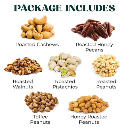 Nuts gift Basket - Gourmet Food Gift Basket With a Variety of Freshly Roasted Nuts - Beautifully Packaged Gift for Birthday, Sympathy. (Large Family Pack)