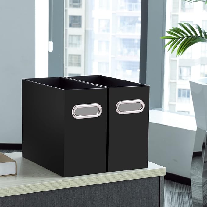 Oterri Cardboard File Organizer Box for Hanging File Folders Letter Size,File Box for Computer Desk,File Cabinet,Working Home,Office,Classroom (Black, Letter Size - 8 Packs)