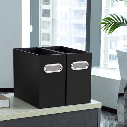 Oterri Cardboard File Organizer Box for Hanging File Folders Letter Size,File Box for Computer Desk,File Cabinet,Working Home,Office,Classroom (Black, Letter Size - 8 Packs)