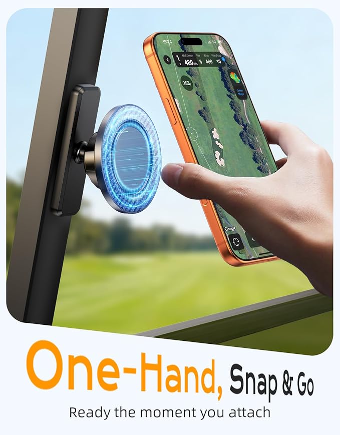 Magnetic Golf Cart Phone Holder, Strong Magnet Compatible with MagSafe iPhone 17-12 and Android, Golf Gifts for Men Women Golfers Dad Valentines Day, Golf Accessories Fits EZGO Club Car Yamaha