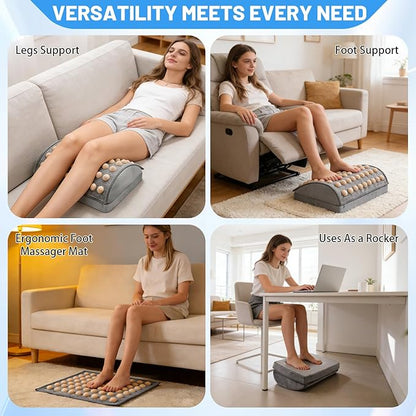 Foot Rest Under Desk at Work, Office Foot Tool Desk Accessories with Washable Cover, Home Spa Massage Wood Foot Acupressure Mat Top, Foam Footrest with 2 Adjustable Heights for Relax (Light Grey)