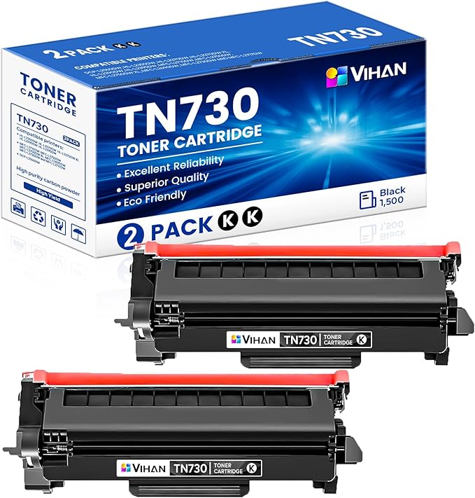 TN730 TN-730 Toner Cartridges Black Replacement for Brother TN730 TN-730 MFC-L2710DW HL-L2395DW HL-L2350DW DCP-L2550DW MFC-L2750DW Toner Printer (2 Pack)