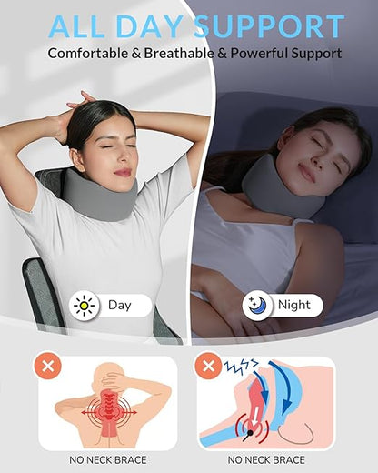 Neck Brace for Neck Pain & Support - Cervical Collar with Soft Nylon-Spandex for Keep Vertebrae Stable & Aligned for Women & Men - Ideal for Sleeping, Working, Neck Injury Recovery