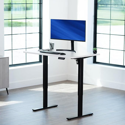 VIVO Electric 48 x 30 in Standing Desk, Memory Height Adjustment, 1B Series, One-Piece White Top, Black Frame, DESK-KIT-1B5W