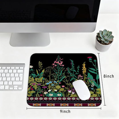 Flowers & Plants Patterns Desk Mat, Large Gaming Mouse Pad Non-Slip Rubber Base with Stitched Edges, Waterproof Protection for PC Laptop Home Office Desk Decor (8x9in)