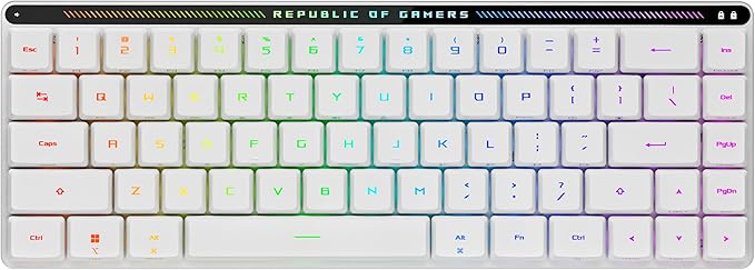 ASUS ROG Falchion RX Low Profile Wireless Gaming Keyboard – 65% Compact TKL, Tri-Mode Connectivity, ROG RX Red Optical Switches, RGB, Touch Panel, Keyboard Cover, PC/Mac Support - White