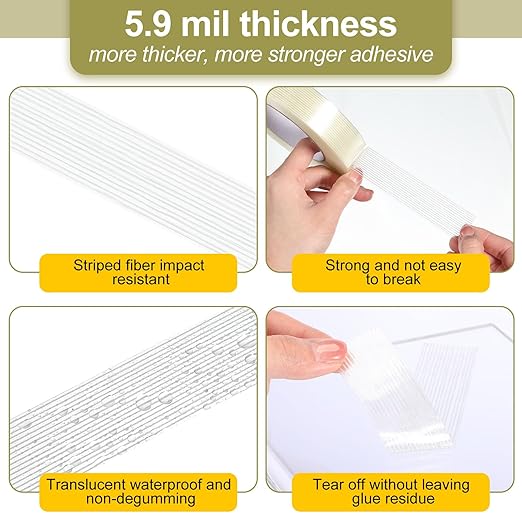 Treela 30 Rolls Filament Strapping Tape 5.5 Mil Transparent Reinforced Fiberglass Heavy Duty Packing Shipping Tape for Sealing Binding Fixing (1 Inch X 60 Yards)