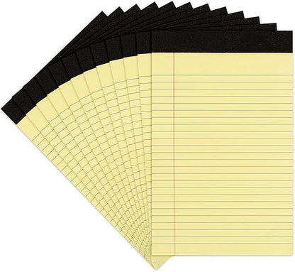 Goefun 12 PCS Yellow Legal Pads 8.5 x 11-50 Sheets per Notepad, Wide Ruled Yellow Lined Notepads 8.5x11, Perforated Letter Size Writing Pads for Work, Business, Home