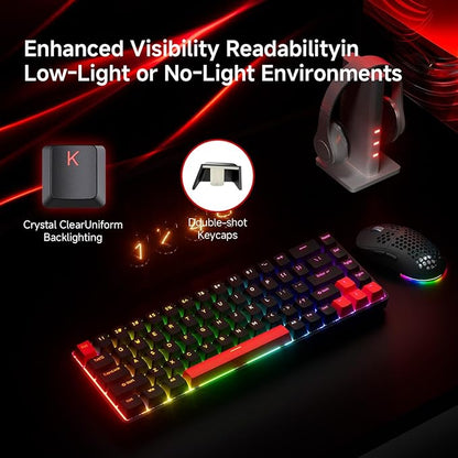 TMKB HE Hall Effect Keyboard, Magnetic Gaming Keyboard with Adjustable Actuation, 8000Hz Polling Rate, 60% Compact Hot-Swappable for PC FPS RTS Gamers (Black/Red)