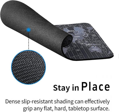 Map Patterns Desk Mat, Large Gaming Mouse Pad Non-Slip Rubber Base with Stitched Edges, Waterproof Protection for PC Laptop Home Office Desk Decor (8x9in)