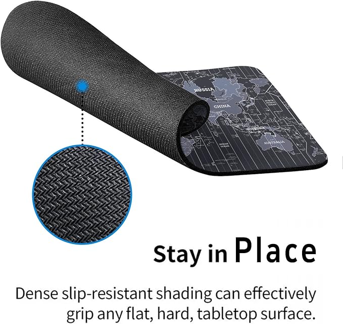 Map Patterns Desk Mat, Large Gaming Mouse Pad Non-Slip Rubber Base with Stitched Edges, Waterproof Protection for PC Laptop Home Office Desk Decor (12.5x10.5in)