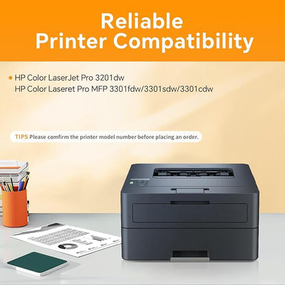 218X High Yield Toner Cartridge (No Chip) Replacement for HP 218X/218A to Compatible with HP Color Laser Jet Pro 3201dw MFP 3301cdw MFP 3301fdw MFP 3301sdw (4 BK/Y/C/M) W2180/2181/2182/2183X (No Chip)