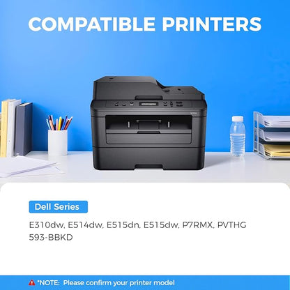 E310 E310dw Toner Cartridge Black 2-Pack High-Yield Replacement for Dell P7RMX PVTHG 593-BBKD Toner Compatible with Dell E310dw E514dw E515dn E515dw E310 E514 E515 Laser Printer Ink All-in-One Copier