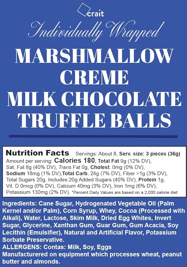 Hannukah Candy Bulk Mix Marshmallow Crème Milk Chocolate Truffle Balls 10 Ounce, Individually Wrapped Blue & Silver Candy