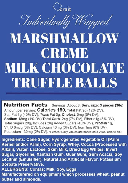 Hannukah Candy Bulk Mix Marshmallow Crème Milk Chocolate Truffle Balls 10 Ounce, Individually Wrapped Blue & Silver Candy