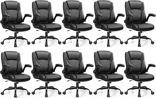 Leather Office Chair, PU Home Computer Desk Chairs with Ergonomic Back Support, 360°Swivel Free，Small Gaming Chair with Wheels and Adjustable Armrests, for Short People Use