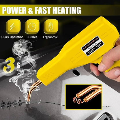 200W Plastic Welder, 2000PCS Staples 10PCS Sandpaper, Plastic welding Kit, Plier Custom Carry Case, Plastic Repair Car Bumper Repair Simplicity Of Use (Yellow)