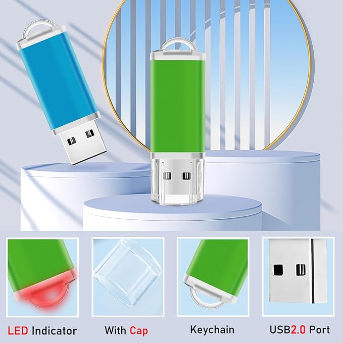 USB Drive Bulk 1GB Flash Drive Pack Thumb Drives 50 Pack Swivel Bulk USB 2.0 Memory Stick Jump Flash Drives 1GB, Colorful