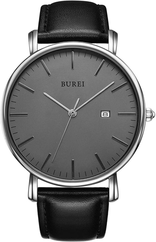 BUREI Men Wrist Watches Fashion Minimalist Analog Quartz Waterproof Watches for Men