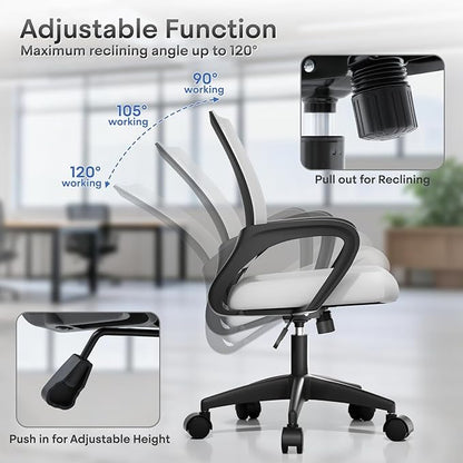 Athena Collection Office Chair - 330Lbs, Breathable Mesh Desk Chair Thickness Cushion with Lumbar Support & Armrest, Rolling Swivel Adjustable Tilt Lock for Home Office/Gaming, Bedroom Study