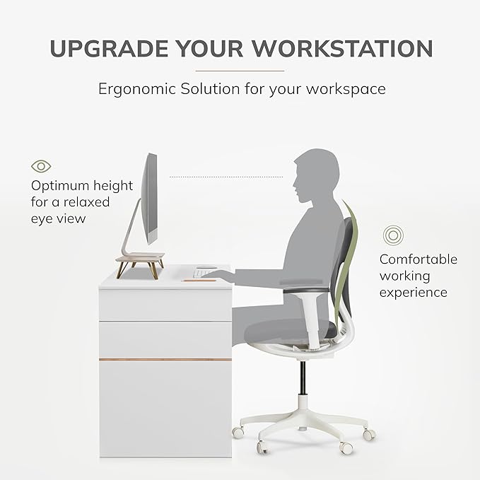 Anji Mountain Monitor Stand - Desktop Organizer & Laptop Riser, Ergonomic Monitor Riser, Space-Saving Monitor Stand for Desk, Durable Construction, Easy Assembly, Ideal for Home & Office,Walnut