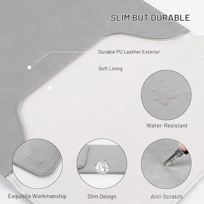 Allinside 13-13.3 inch Laptop Sleeve Case for MacBook Pro 14 2021-2024/MacBook Air 13 2010-2017/MacBook Pro 13 2010-2015, Waterproof PU Leather Laptop Sleeve Bag Protective Vertical Case Cover, Gray