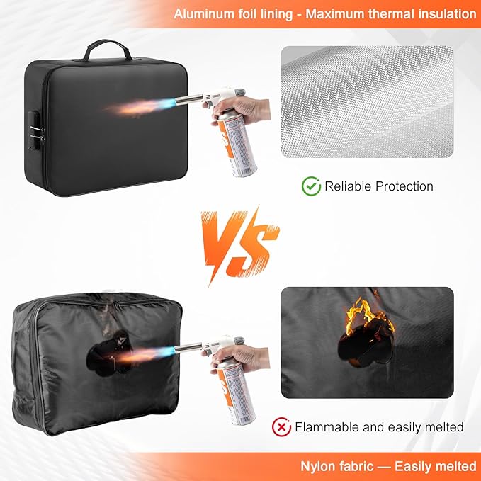 MONDOSHOP 5200°F Fireproof Document Bag with Lock, Heat-Insulated Fireproof Document Box, Important Document Organizer, Portable Travel Fireproof Safe for Home Documents, Passport, Laptop, Cards(Soft)