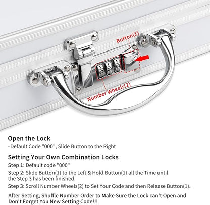 Clipboard Combination Lock Clipboards with Storage Briefcase Heavy Duty Box Aluminum Metal with Handle, Storage Clipboard Maximum Security Large Capacity, White