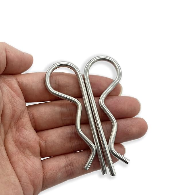 6pcs Heavy Duty Hitch Pin R Clip, Spring Tension, M3.5x75mm - Large, for Trailers & Tractors