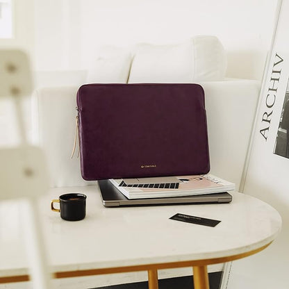 Comfyable Slim Laptop Sleeve Compatible with 13 Inch MacBook Air 13 in M4 M3 M2 M1, 13" MacBook Pro, PU Leather Bag Water-Resistant Cover Case, Berry Brown